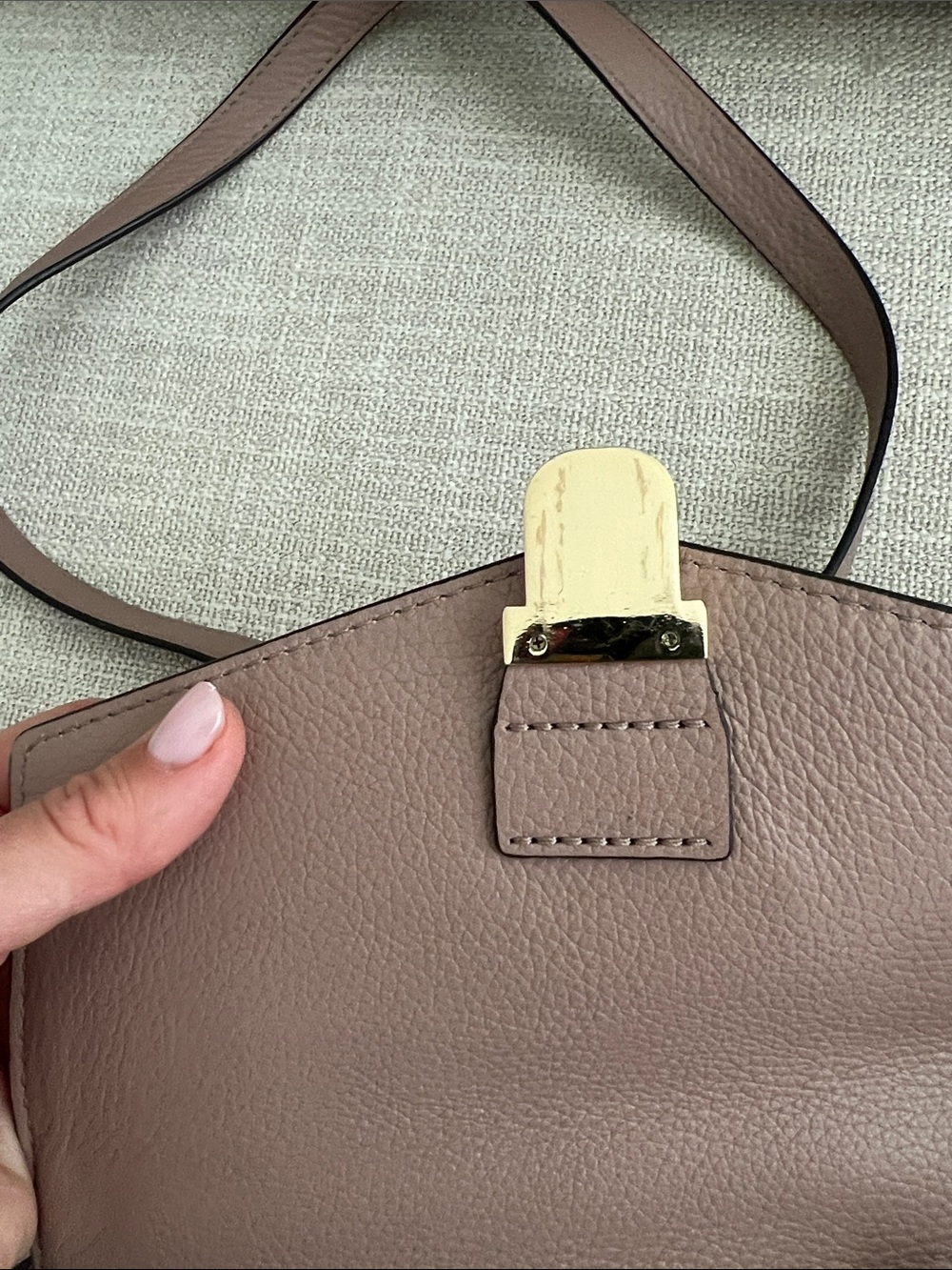 Michael Kors Mauve Brown Leather Top-Handle Satchel with Gold Hardware - Picture 10 of 11
